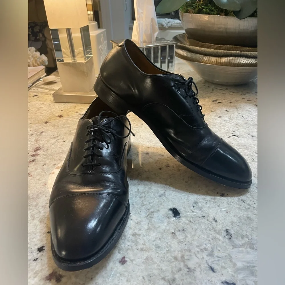 JOHNSTON & MURPHY MELTON CAP TOE TOSCANA LEATHER OXFORDS ITALY SIZE 11.5